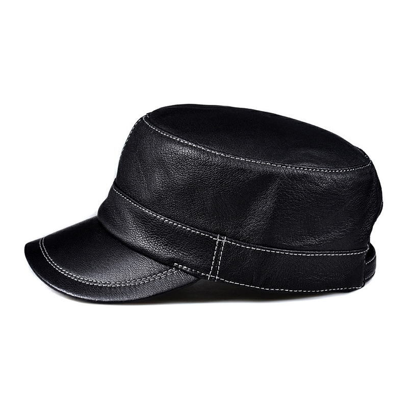 Trendy Lambskin Leather Flat T - Baseball Cap Structured review and price