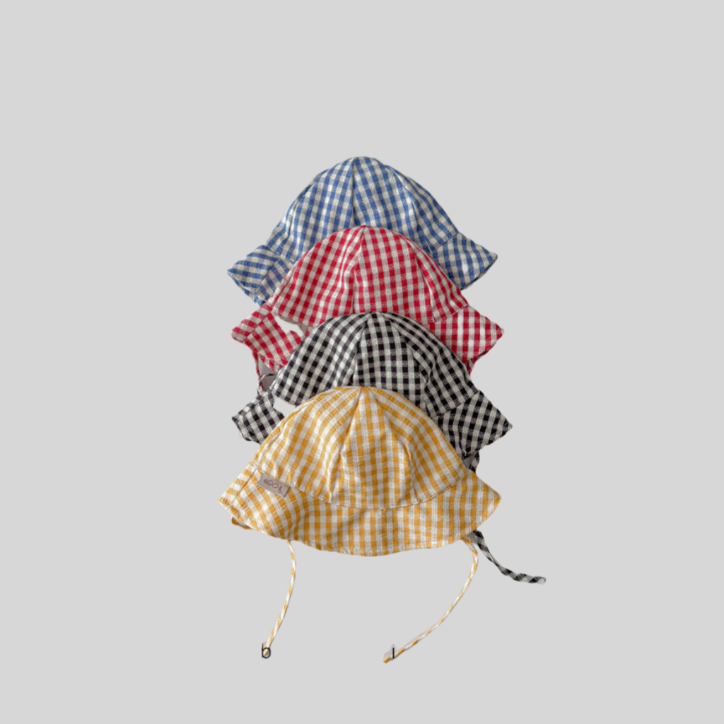 Ins Style Plaid Baby Bucket Ha - Sun Hat Wide Brim review and price